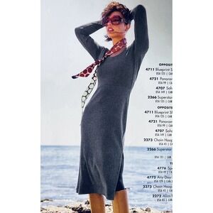 Cabi Ribbed Knit Midi‎ Dress Long Sleeve Casual Everyday Gray Size S